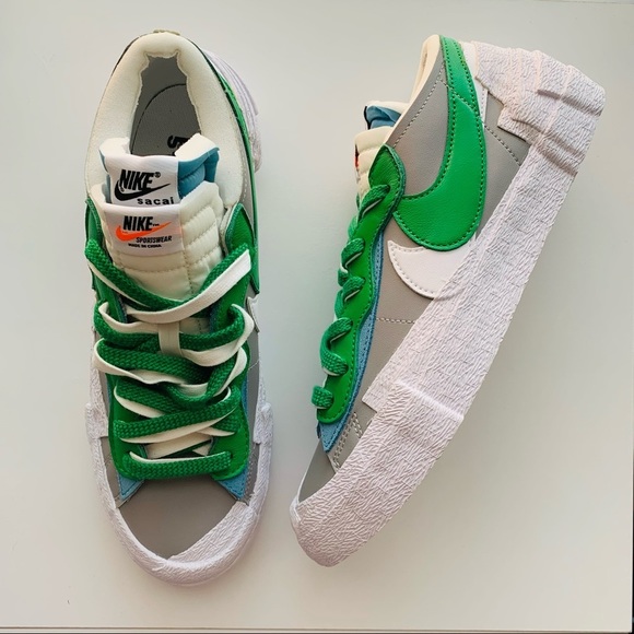 Nike Blazer Low sacai Medium Grey Classic Green - Picture 2 of 9